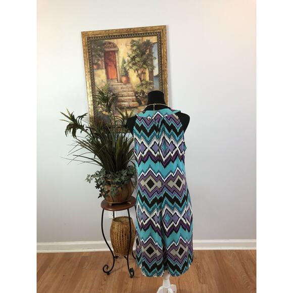 New Directions Women Shea Dress XL Boho Vacation Resort Wear Sleeveless Zip Back - Picture 4 of 8